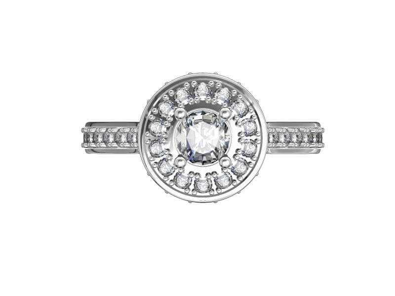 טבעת אירוסין משובצת יהלומים טבעיים סה"כ 0.90 קראט בעיצוב זהב לבן 14K